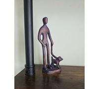 Inspirational Gifting Walkies! Dog Walker Ornament Sculpture Hand Cast in Aluminium with Antique Bronze Finish