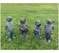 Inspirational Gifting 30cm Wind in the Willows set of 4 Garden Sculptures Statues cast in Aluminium, featuring Ratty, Mole, Badger and Toad! - hand finished with aged patina.