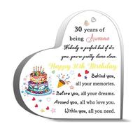 Inspirational Gifts 4x4 Inch - 30 Years Of Being Awesome Nobody Is Perfect But If It's You You Re Pretty Damn Close Desk Decor Acrylic Heart Plaques Sign Keepsake Gifts For Friends Family Office