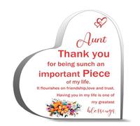 Inspirational Gifts 4X4Inch- Aunt Thank You For Being Such An Important Piece Of My Life Desk Decor Acrylic Heart Plaques Sign Keepsake Gifts For Friends Family Office Art Decorations
