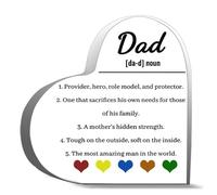 Inspirational Gifts 4X4Inch- Dad Definition Desk Decor Acrylic Heart Plaques Sign Keepsake Gifts For Friends Family Office Art Decorations