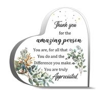Inspirational Gifts 4X4Inch- Thank You For The Amazing Person You Are For All That You Do And The Difference Desk Decor Acrylic Heart Plaques Sign Keepsake Gifts For Friends Family Office