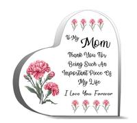 Inspirational Gifts 4X4Inch- To My Mom Thank You For Being Such An Important Piece Of My Life Desk Decor Acrylic Heart Plaques Sign Keepsake Gifts For Friends Family Office Art Decorations