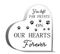 Inspirational Gifts 4X4Inch- You Left Paw Prints On Our Hearts Forever Desk Decor Acrylic Heart Plaques Sign Keepsake Gifts For Friends Family Office Art Decorations