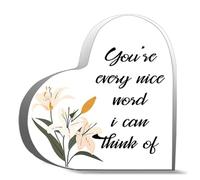 Inspirational Gifts 4X4Inch- You Re Every Nice Word I Can Think Of Desk Decor Acrylic Heart Plaques Sign Keepsake Gifts For Friends Family Office Art Decorations