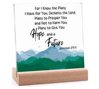Inspirational Gifts Desk Decor Signs Christian Acrylic Plaque with Wooden Stand Religious Home Decor Encouragement Spiritual Gifts Faith Easter Christmas Bible Verse Prayers Gift for Friend Coworker