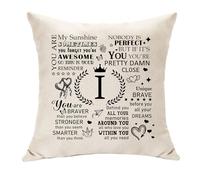 Inspirational Gifts for Her Him Personalized Initial Cushion Cover with 26 Letters Alphabet Decoration Cushion Gifts for Women Men Girls Boys Reminder Gifts Square Cushion Waist Pillowcover (I)