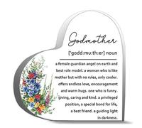 Inspirational Gifts For Men Women Godmother A Female Guardian Angel On Earth And Best Role Model Desk Decor Acrylic Heart Plaques Sign Office Art Decorations 4X4Inch