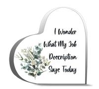Inspirational Gifts For Men Women I Wonder What My Job Description Says Today Desk Decor Acrylic Heart Plaques Sign Office Art Decorations 4X4Inch