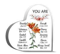 Inspirational Gifts For Men Women If God Brings You To It He Will Bring You Through It Desk Decor Acrylic Heart Plaques Sign Office Decor 4x4 Inch