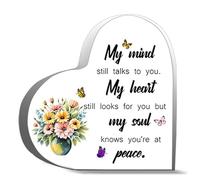 Inspirational Gifts For Men Women My Mind Still Talks To You My Heart Still Looks For You But My Soul Knows You Re At Peace Desk Decor Acrylic Heart Plaques Sign Office Art Decorations 4X4Inch