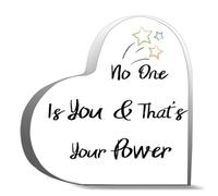 Inspirational Gifts For Men Women No One Is You That S Your Power Desk Decor Acrylic Heart Plaques Sign Office Art Decorations 4X4Inch