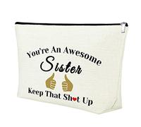 Inspirational Gifts for Sisters Gifts from Sister Cosmetic Bag Best Gift Idea for Big Little Sisters Mothers Day Christmas Birthday Friendship Gift for Best Sister Bestie Canvas Travel Toiletry Bag