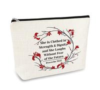 Inspirational Gifts for Women Cosmetic Bag Religious Gifts Christian Faith Bible Verse Makeup Bag for Her Best Friend Sister Mother Daughter Aunt Motivational Gift Travel Pouch Christmas Birthday Gift