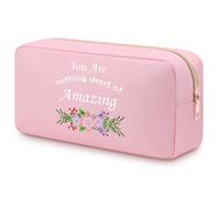 Inspirational Gifts for Women Girls Motivational Quotes Double Side Pink Makeup Bag Gifts for Sister Female Friends Daughter Affirmation Appreciation Travel Bag Friendship Gifts