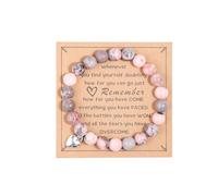 Inspirational Gifts for Women, Heart Charm Pink Elastic Beads Relaxation Chakra Bracelet Gifts Positive Affirmations Graduation Get Well Soon Gifts Birthday Christmas Mothers day Valentines for Her,