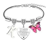 Inspirational Gifts for Women Letter A-Z Motivational Bracelet Initial Butterfly Charm Bracelet Encouragement Gift for Daughter Granddaughter Sister Best Friend Christmas Birthday Gifts, One Size