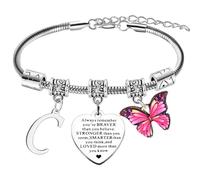 Inspirational Gifts for Women Letter A-Z Motivational Bracelet Initial Butterfly Charm Bracelet Encouragement Gift for Daughter Granddaughter Sister Best Friend Christmas Birthday Gifts, One Size