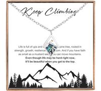 Inspirational Gifts for Women Mountain Necklace Pine Tree Necklace Mustard Seed Necklace Jewelry Gifts for Hikers, Campers, Climbers and Nature Lovers, Middle, Stainless Steel, Agate