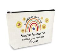 Inspirational Gifts for Women Sometimes You Forget You're Awesome Makeup Bags Mothers Day Christmas Birthday Gifts for Employee Coworker Friends Sister Daughter Appreciation Gift Travel Toiletry Pouch