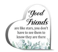 Inspirational Gifts Good Friends Are Like Stars Desk Decorative Sign Acrylic Heart Sign Keepsake Gifts For Friends Family Desk Table Shelf 4x4 inch
