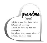 Inspirational Gifts Grandma Like A Mom But Less Rule Desk Decorative Sign Acrylic Heart Sign Keepsake Gifts For Friends Family Desk Table Shelf 4x4inch