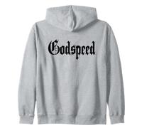Inspirational GOD Speed Unique Black Text Graphic Design Zip Hoodie