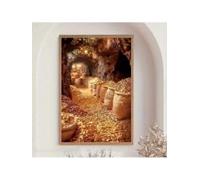 Inspirational Golden Wealth Canvas Wall Art Print - Oil Painting Style Poster For Living Room Bedroom Office Decor(50x75cm/Inner frame)