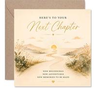 Inspirational Good Luck Card - Embrace New Adventures - Serene Landscape with Sunset and Winding Path - Uplifting Design for a Fresh Start - 145mm Square, Envelope Included