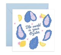 Inspirational Greeting Card - The World Is Your Oyster - Motivational & Encouragement Card for Son, Daughter, Kids, Niece, Nephew, Granddaughter, Grandson, Him, Her, Friends - Comes with Stickers