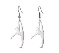 Inspirational Gymnastics Dangle Earrings Ballet/Ballerina/Gymnast Stud Earrings Gymnast Team USA Gymnast Jewelry Gifts For Girl Women Coach Daughter Sport Love (silver 11)