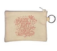 Inspirational Hand Lettering Design Key Chain Coin Purse Beige