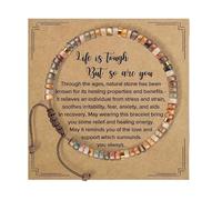 Inspirational Healing Stone Bracelet for Women - "Life is Tough But So Are You" Motivational Gift for Women Best Friends Sisters Girls - Get Well Soon Encouragement Sympathy and Recovery Gift
