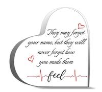 Inspirational Heart-Shaped Acrylic Desk Decor They May Forget Your Name But They Will Never Forget How You Made Them Plaque Desk Decor Acrylic Heart 6 x 6 In