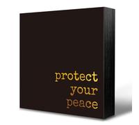 Inspirational Home Decor, Protect Your Peace Meditation Gifts Wood Box Desk Decor Signs for Office Home Living Room, Yoga Wall Art, Spiritual Room Decor 5 X 5 Inch