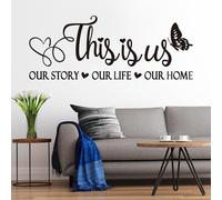 Inspirational Home Quotes Wall Decals: Family Vinyl Art Wall Stickers for Living Room Kitchen - This is Us Our Story Our Life Our Home 32" X 12.5"