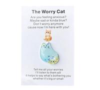 Inspirational Hug Token - Pocket Cute Cat Hug Cards, Pocket Hug Card Encouragement Card, The Worry Cat, Handmade Cat Pocket Hugs, Relationship Keepsake Exchange Card for Friends & Colleagues