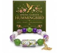 Inspirational Hummingbird Strength Beaded Bracelet for Women, Love Peace & Spring Blessings Natural Stone Crystal Beaded Bird Charm Elastic Stretch New Beginnings Spring Garden Birthday Anniversary