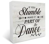 Inspirational If You Stumble Make it Part of the Dance Wooden Box Sign Desk Decor Rustic Scripture Wood Block Plaque Box Sign for Home Living Room Office Shelf Table Decoration 5x5 Inch