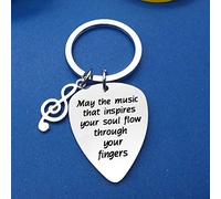Inspirational Jewelry Guitar Pick Keychain Gift for Guitarist Musicians Music Lovers Teacher Gift May The Music That Inspires Your Soul Keyring