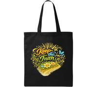 Inspirational Keep The Faith Message Natural Cotton Tote Bag Black