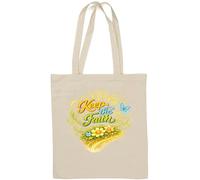 Inspirational Keep The Faith Message Natural Cotton Tote Bag White