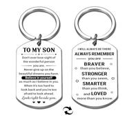 Inspirational Keychain for Son from Mom Dad Stocking Stuffers for Teenage Boy Teen Boys Son Adult Graduation Birthday Christmas Military Going Away Gift Ideas Dorm Room Essentials School Supplies