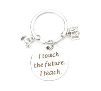 Inspirational Keychain for Teachers with 'i Touch the Future, I Teach', Keyring with Stainless Steel Apple Charms, Creative Cute Gifts for Women, Teachers, Friends, Sisters, Personalised Keychain