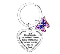 Inspirational Keychain for Women Encouragement Gifts for Daughter Christmas Birthday Gift for Friend Always Remember You are Braver Than You Believe Keyring