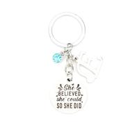 Inspirational Keychain for Women, "She Believed She Could So She Did" Stainless Steel Key Ring, Good Friend Birthday Gifts, Thank You Gifts, Travel, Retirement and Friendship Gifts