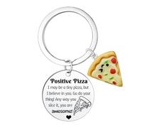 Inspirational Keyring for Women Men Emotional Support Pizza Gifts Positive Pizza Gifts for Pizzas Lover Animal Lover Motivational Encouragement Present Cheer Up Gift for Friends Birthday Present