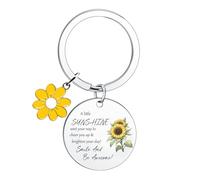Inspirational Keyring Gifts for Women Men Sunflower Charm Keyrings Motivational Keyring Encouragement Gift for Daughter Son Sister Niece Birthday Graduation Friendship Gifts for Best Friend Keyrings