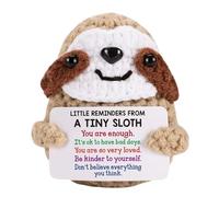 Inspirational Knitted Doll Sloth, Positive Crochet Sloth with Positive Card, Handmade Emotional Support Crochet Animals, Knitted Pocket Hug Stuff, Emotional Support Gift for Women Men (Sloth)