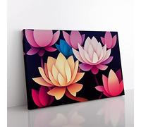 Inspirational Lotus Flowers Canvas Wall Art Print Ready to Hang, Framed Picture for Living Room Bedroom Home Office Décor, 60x40 cm (24x16 Inch)